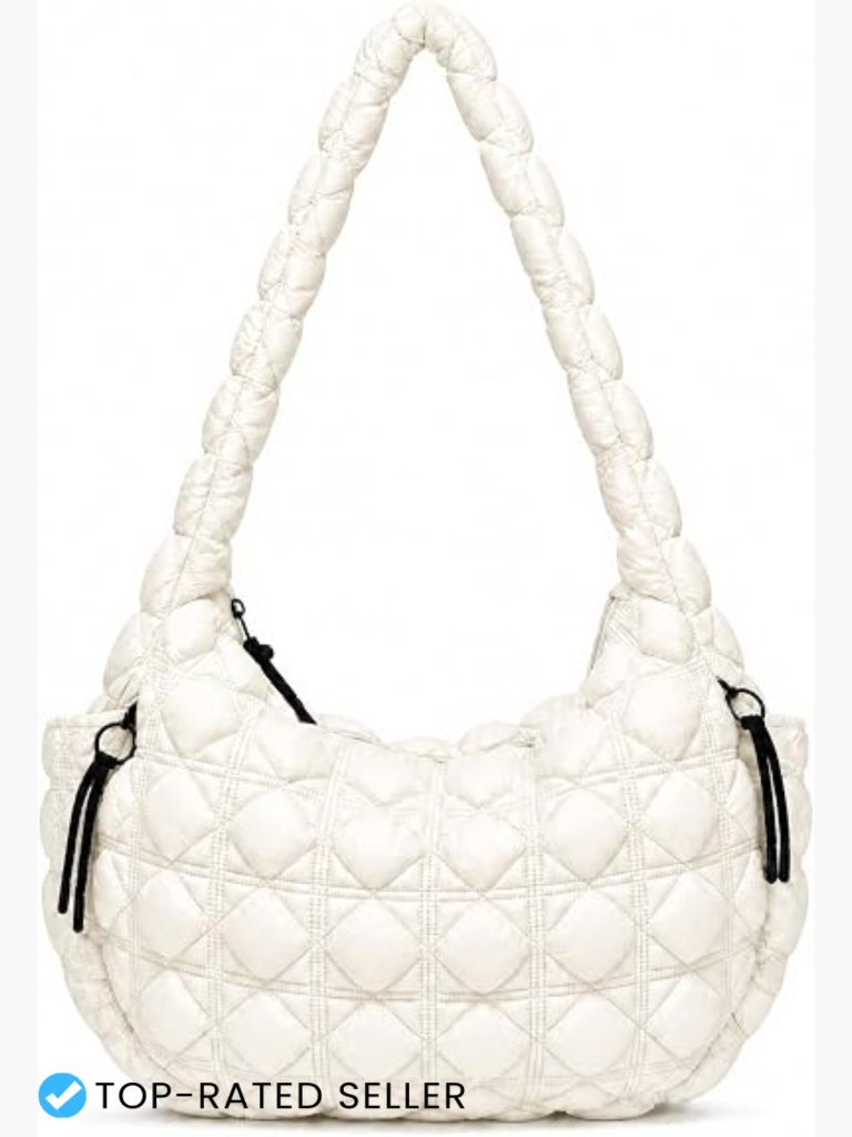 Large Quilted Puffer Tote Bag Crossbody Hobo Nylon Travel Work Daily Shoulder